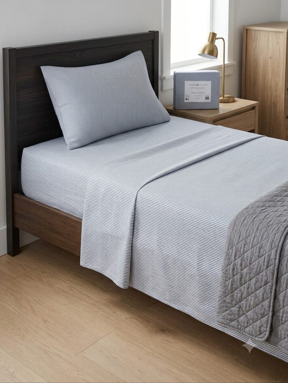 NWT! Tommy Hilfiger 100% Cotton Flannel Plaid Sheet Set - Twin- Blue